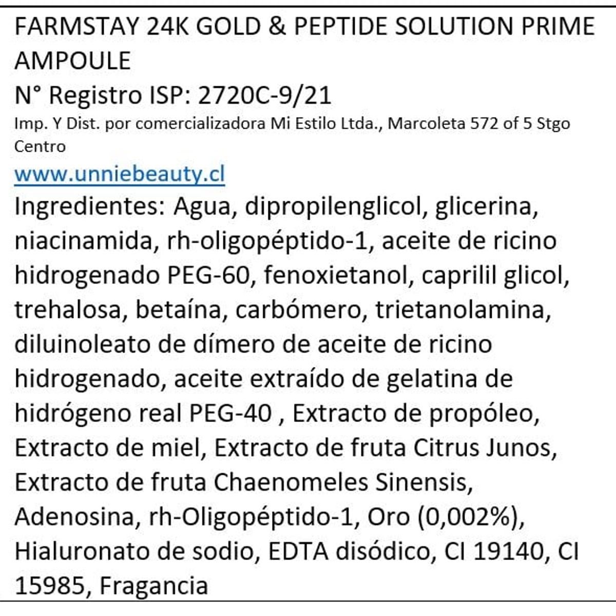 FARMSTAY - 24k Gold Peptide Solution Prime Ampoule- 250ml Serum coreano