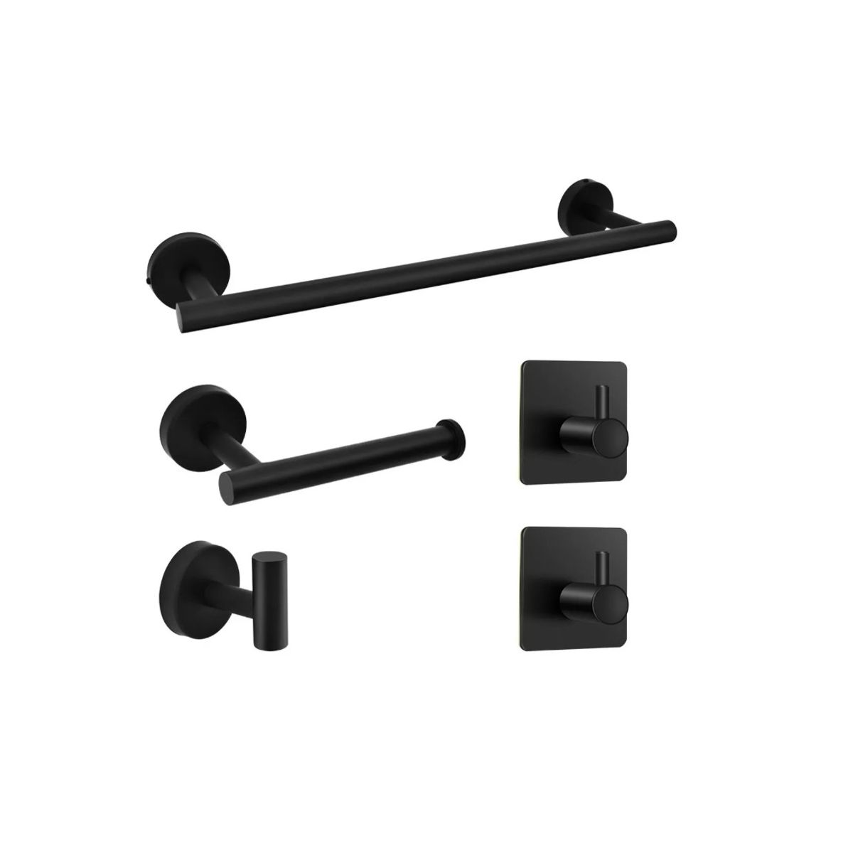 GENERICO - Set De 5 Accesorios De Baño Acero Inoxidable Negro