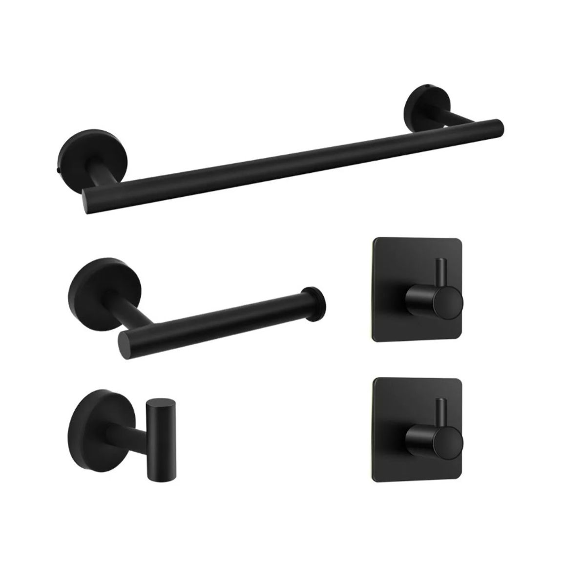 GENERICO - Set De 5 Accesorios De Baño Acero Inoxidable Negro