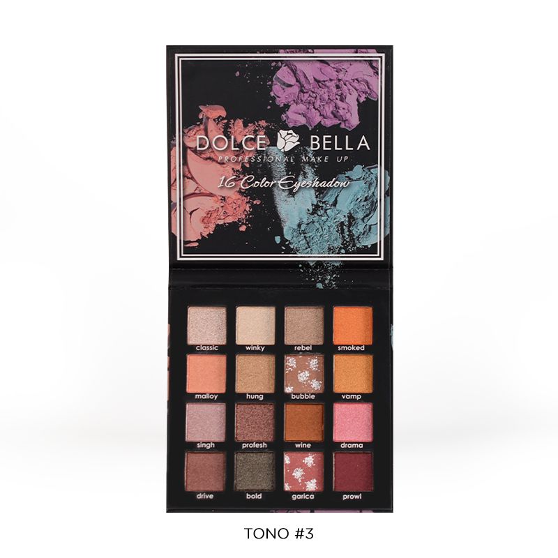 DOLCE BELLA - PALETA DE SOMBRAS 16 COLORES TONO 3 DOLCE BELLA
