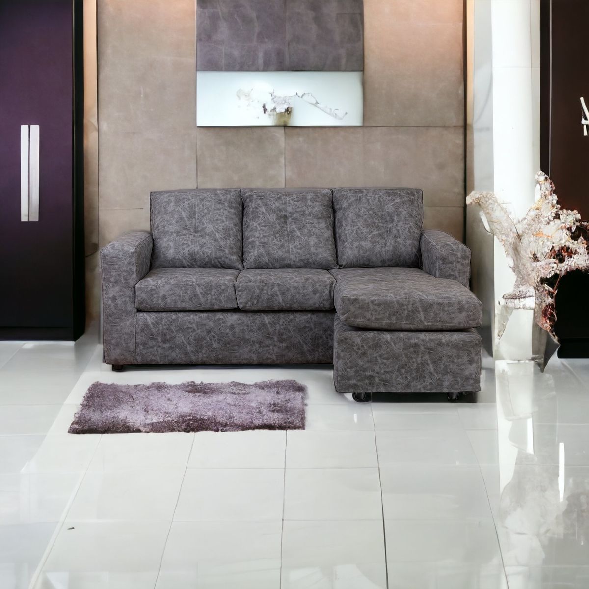 MUEBLES AMERICA - Seccional Emilia Cuero  Auris  Gris