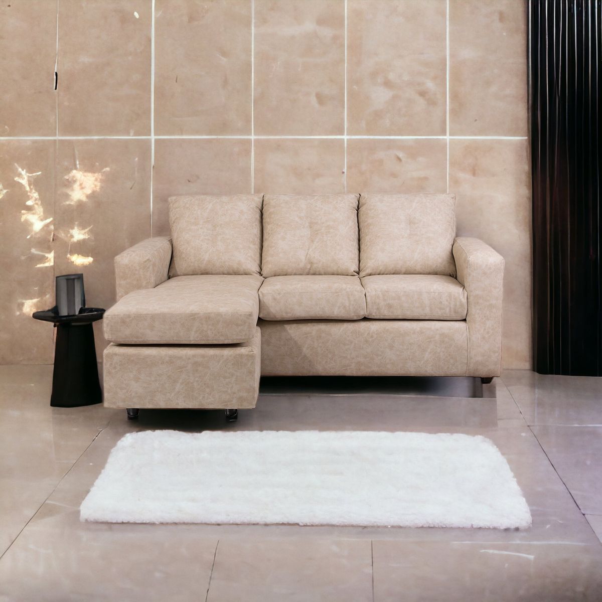 MUEBLES AMERICA - Seccional Emilia Cuero Auris Beige