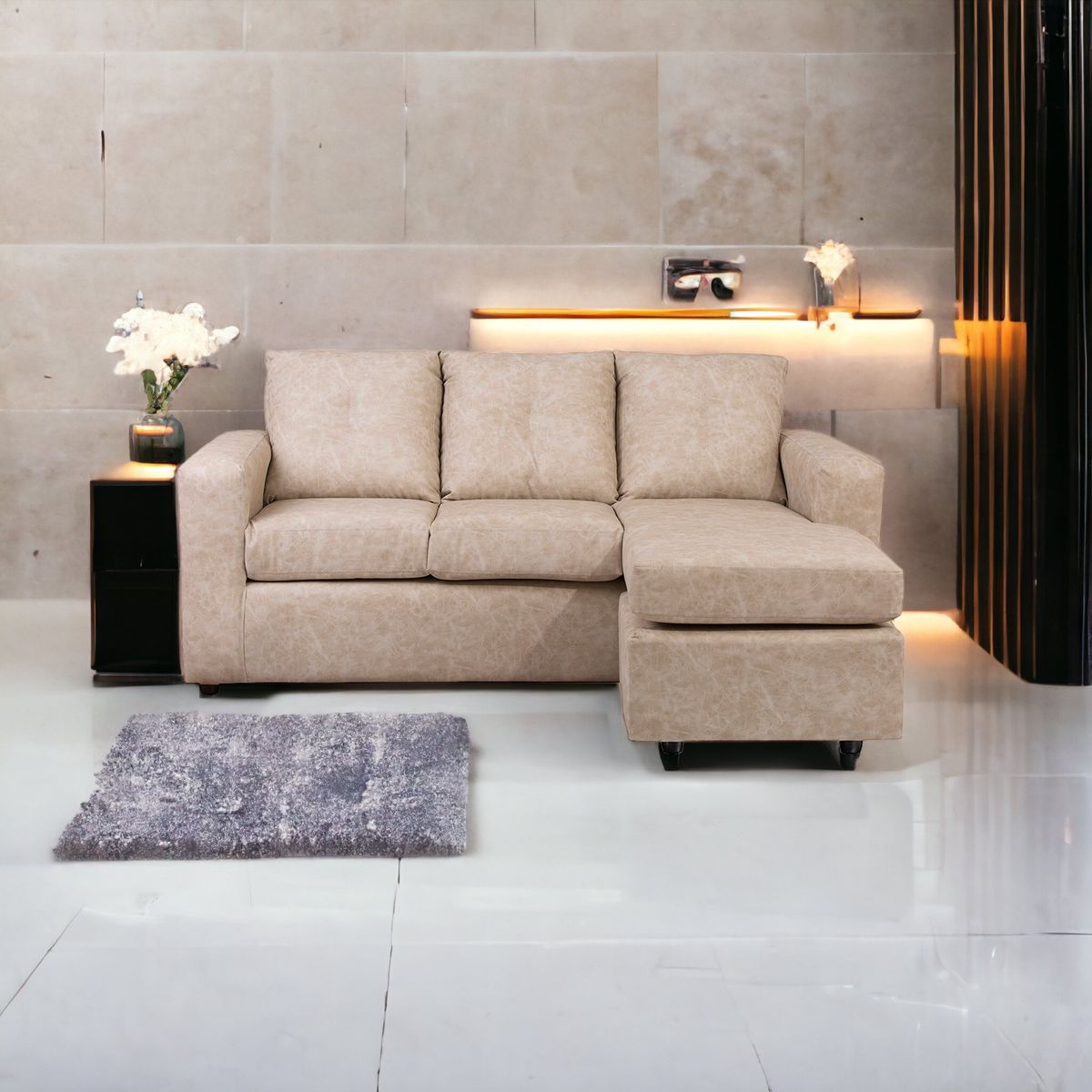 MUEBLES AMERICA - Seccional Emilia Cuero Auris Beige