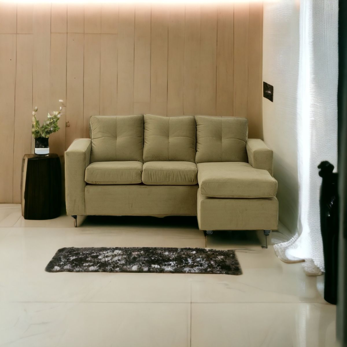 MUEBLES AMERICA - Seccional Emilia Tela Felpa Verde Musgo