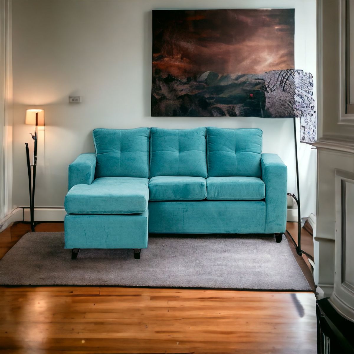 MUEBLES AMERICA - Seccional Emilia Tela Felpa Turquesa