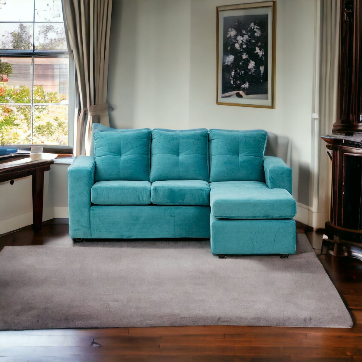 MUEBLES AMERICA - Seccional Emilia Tela Felpa Turquesa