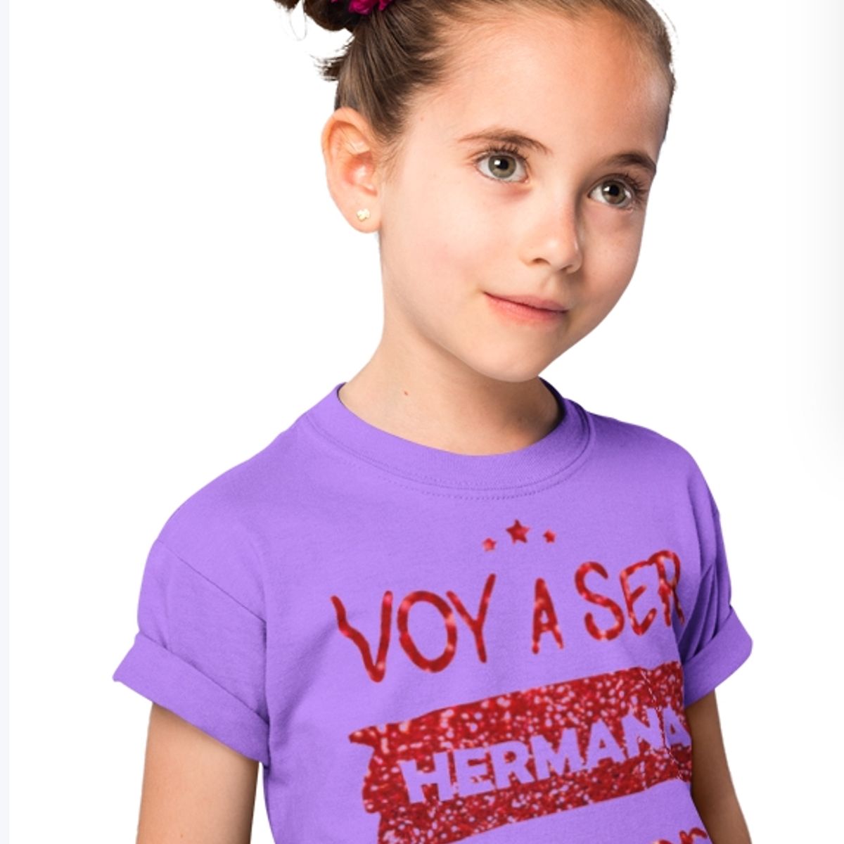 GENERICO - Polera Niña Voy  A Ser Hermana Mayor Estampada Brillante