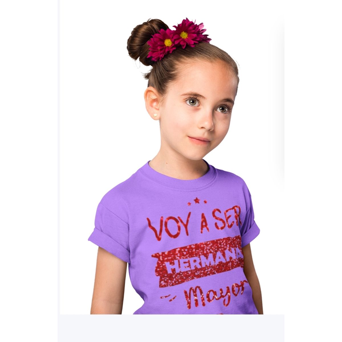 GENERICO - Polera Niña Voy  A Ser Hermana Mayor Estampada Brillante