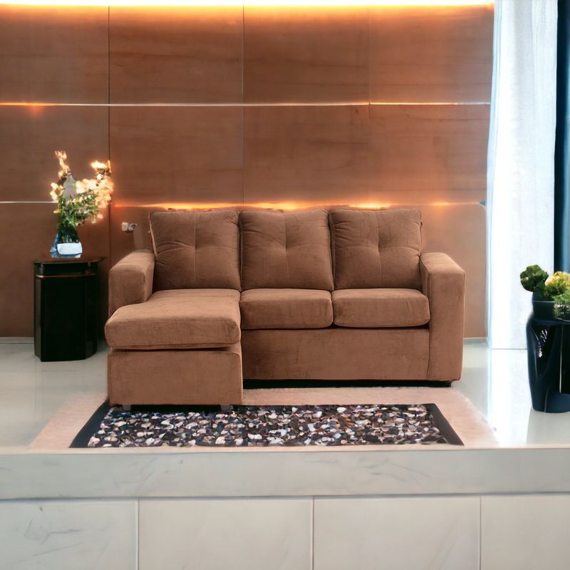 MUEBLES AMERICA - Seccional Emilia Tela Felpa Chocolate