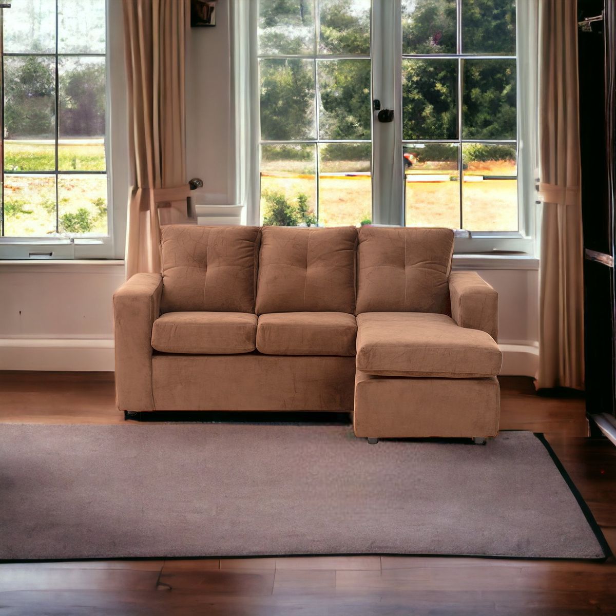 MUEBLES AMERICA - Seccional Emilia Tela Felpa Chocolate