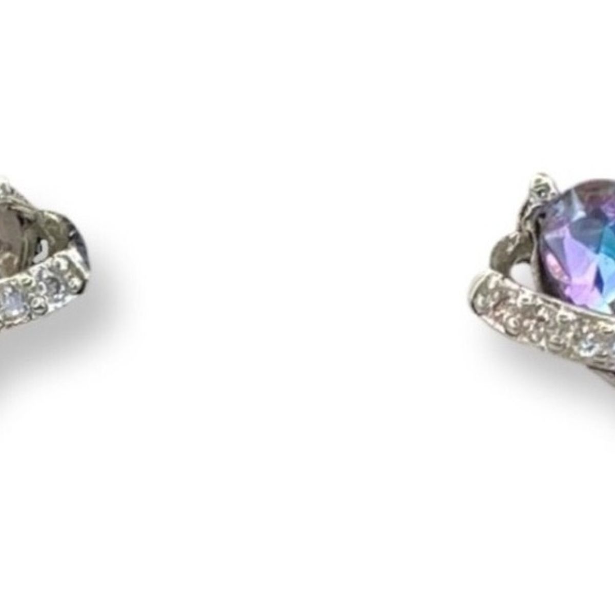 GENERICO - Aro Corazón Cristal Tornasol circones Baño Plata S925 mas caja regalo