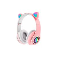 Audifonos Bluetooth Orejas De Gato Rosa