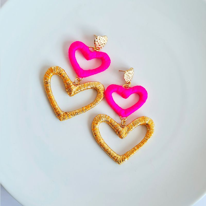 MALAIKA MARKET - AROS MUJER CORAZON COLGANTE - VISCOSA  Y LUREX CON ACERO QUIRÚRGICO