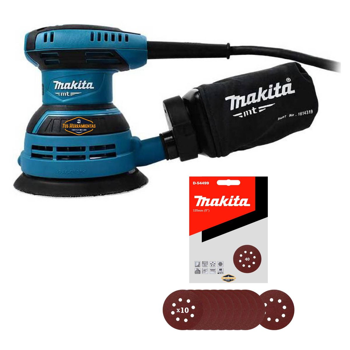 MAKITA - Lijadora Roto Orbital 125mm Makita M9204b + 10 Lijas G-40