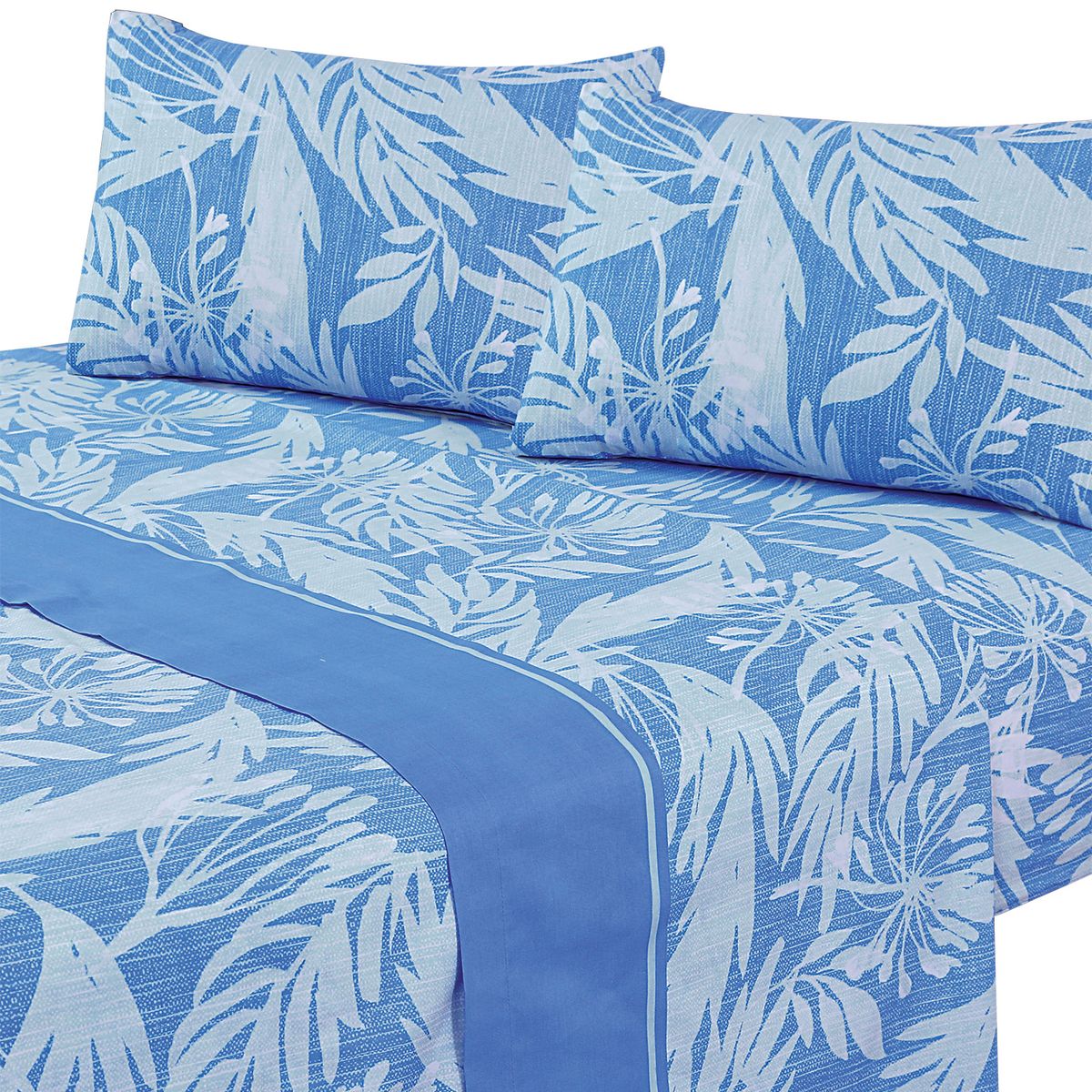 MALLORCA - Juego de Sábanas 144 Hilos King Botánica Blue Mallorca