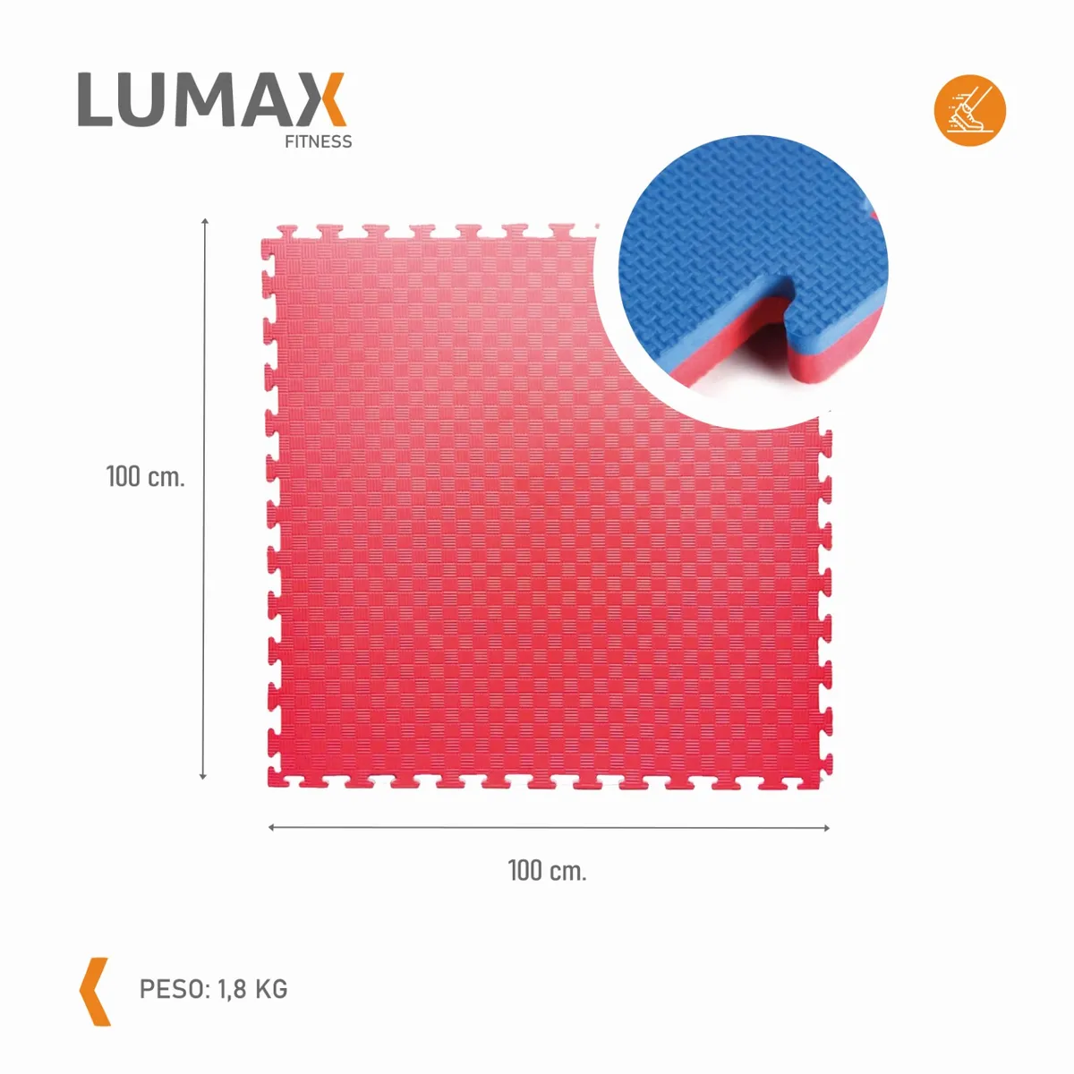LUMAX - Tatami Profesional 1mx1m Goma Eva Azul y Rosado