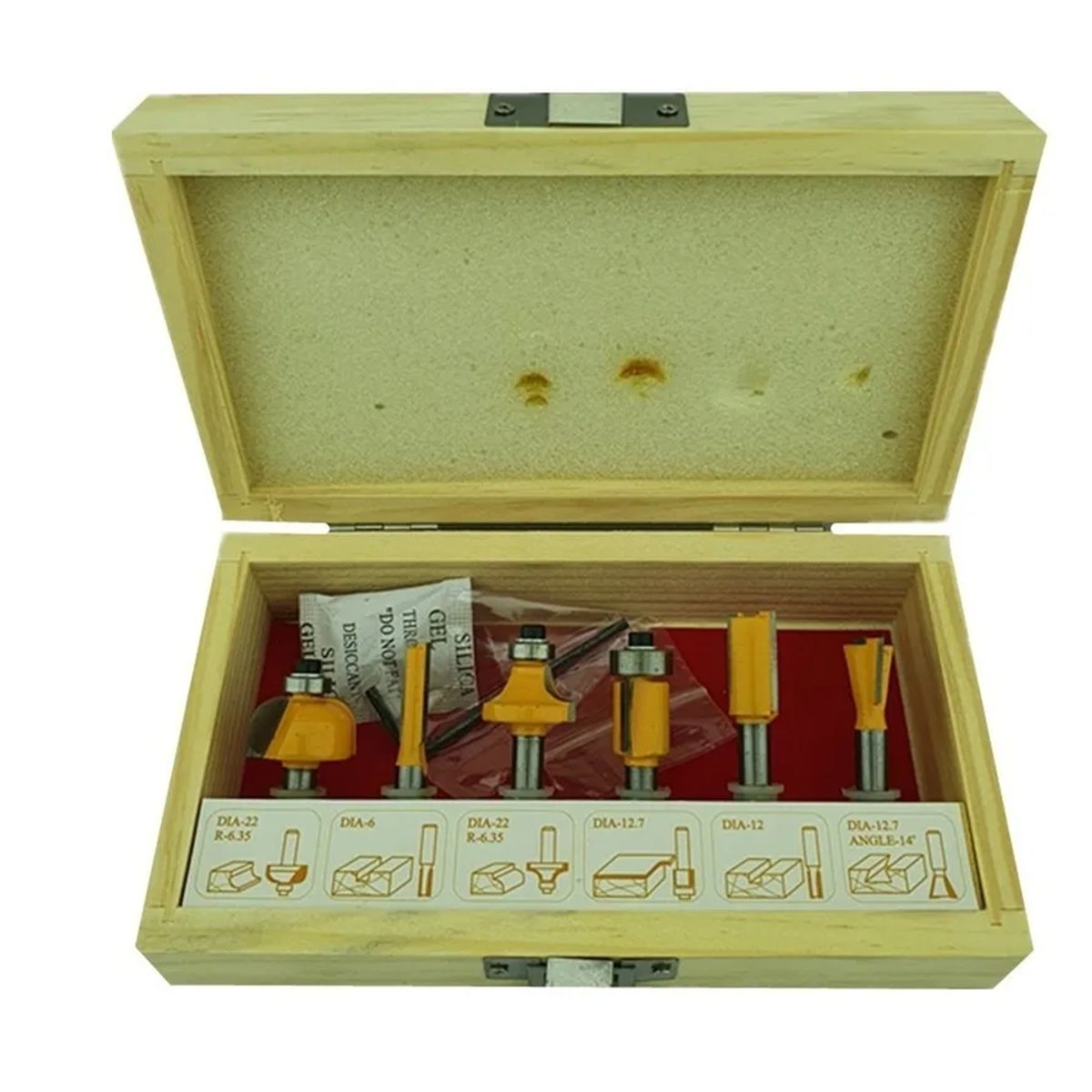 GENERICO - Set Fresas Madera 6 Piezas 1/4 Tupi Router Fresadora Toolmak