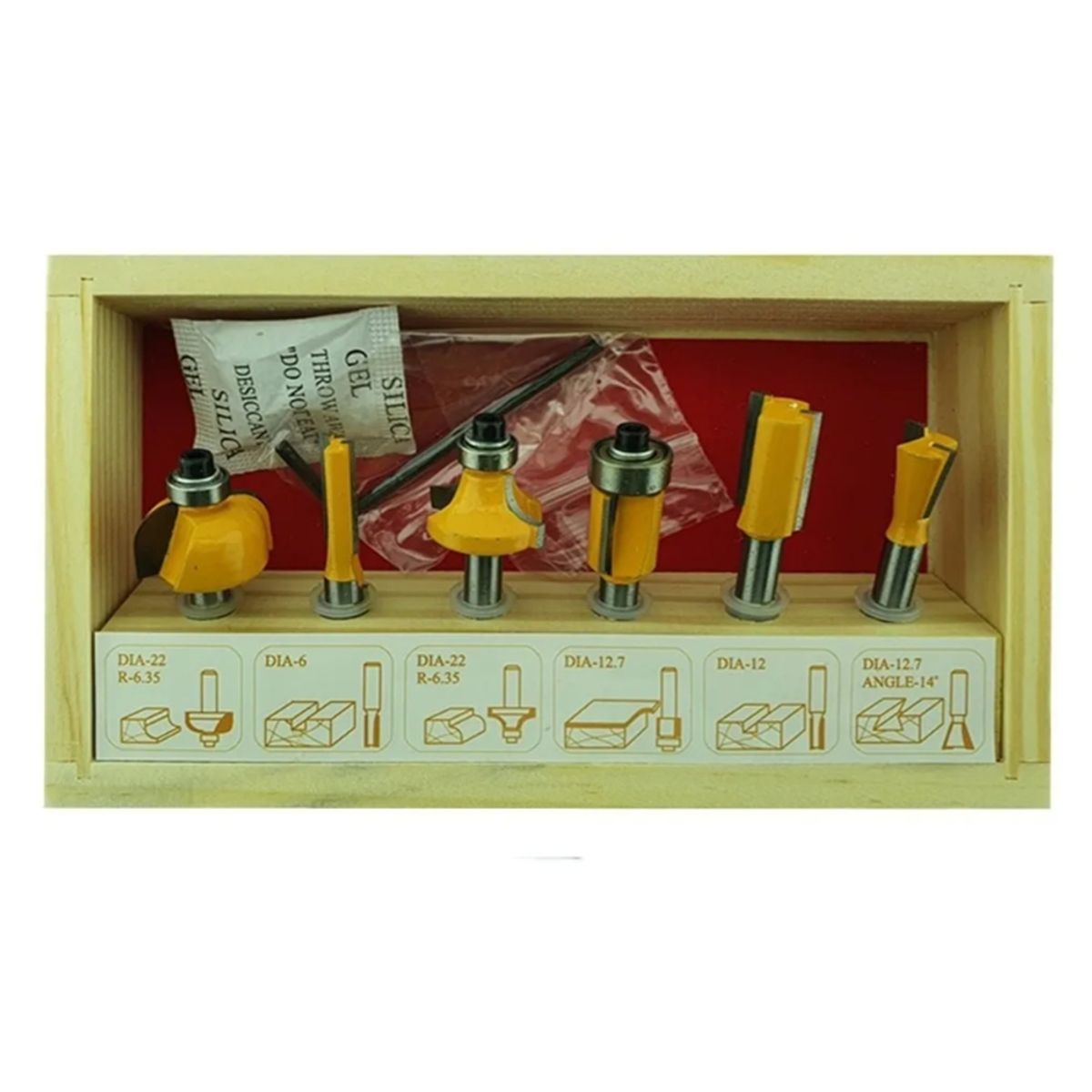 GENERICO - Set Fresas Madera 6 Piezas 1/4 Tupi Router Fresadora Toolmak