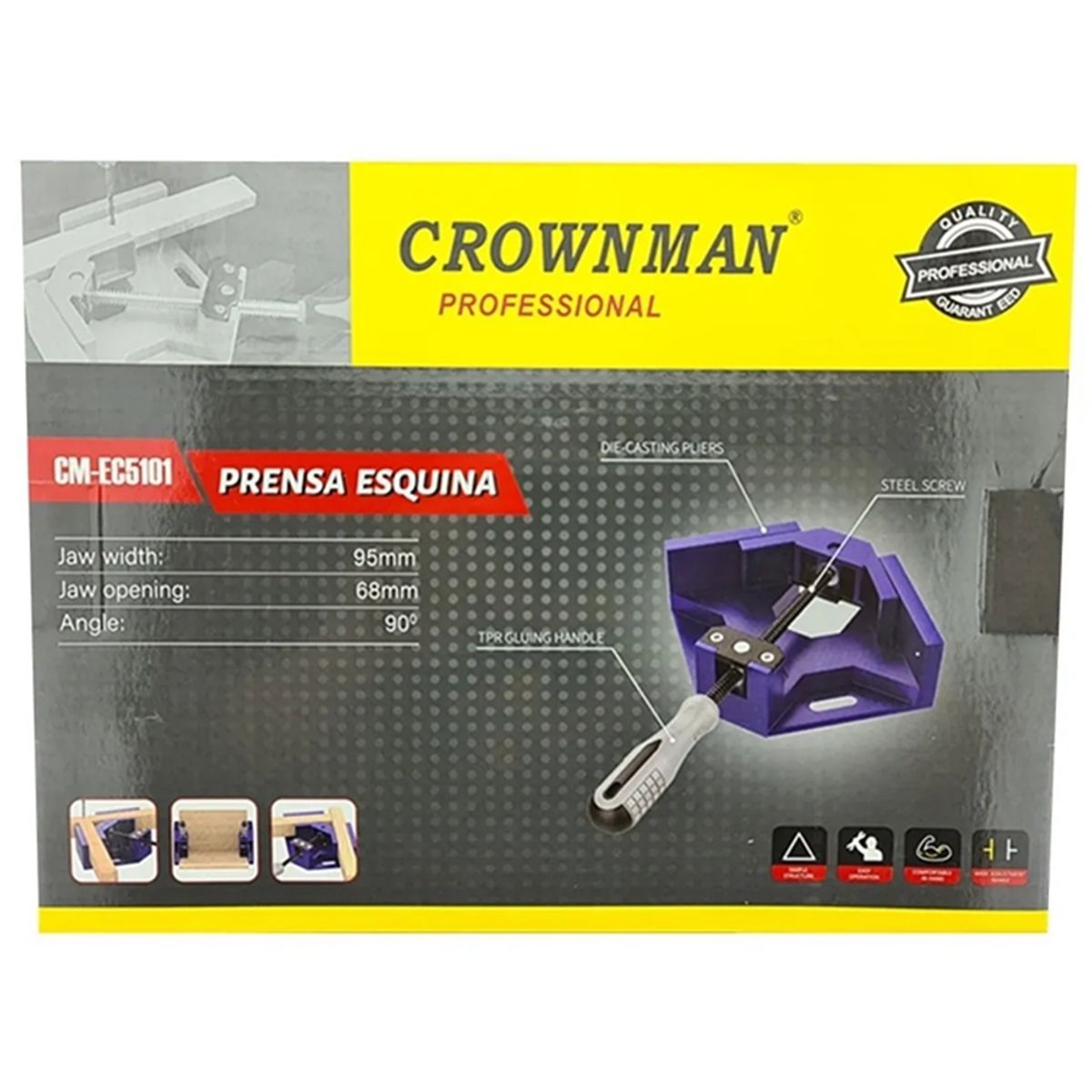 GENERICO - Prensa Abrazadera Esquina 90 Grado Para Unir Madera Crownman