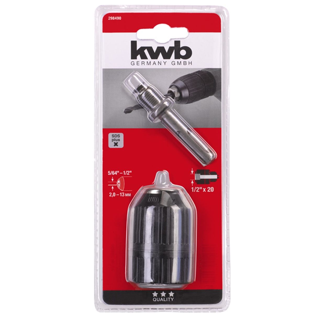 KWB - Mandril Taladro 13mm + Adaptador Sds Plus Kwb 298490