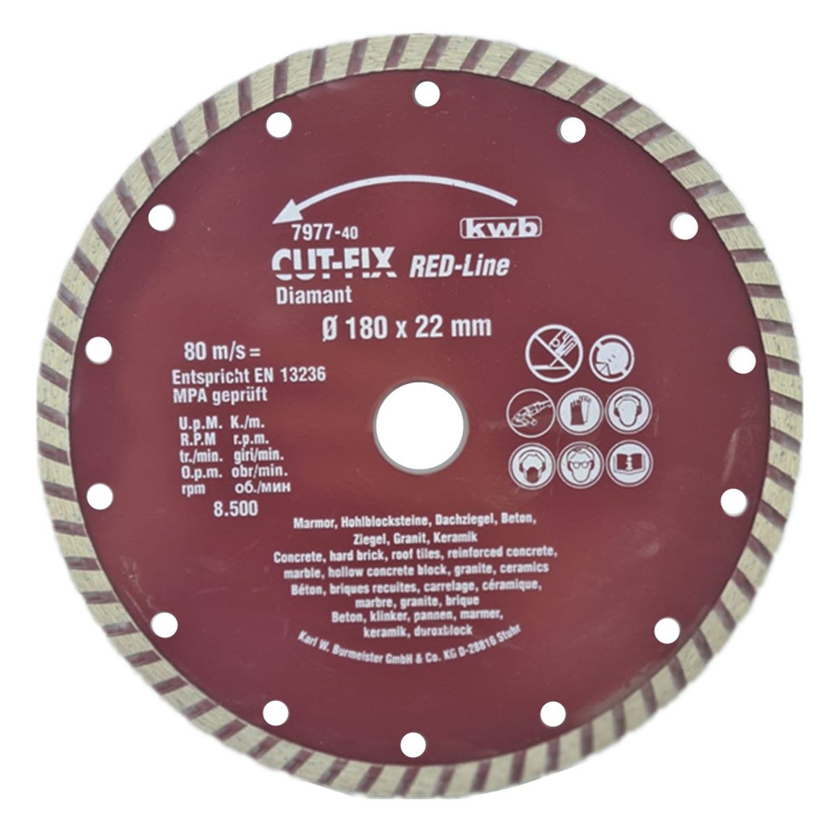 KWB - Disco De Corte Diamantado Turbo 7 180mm Kwb 7977-40