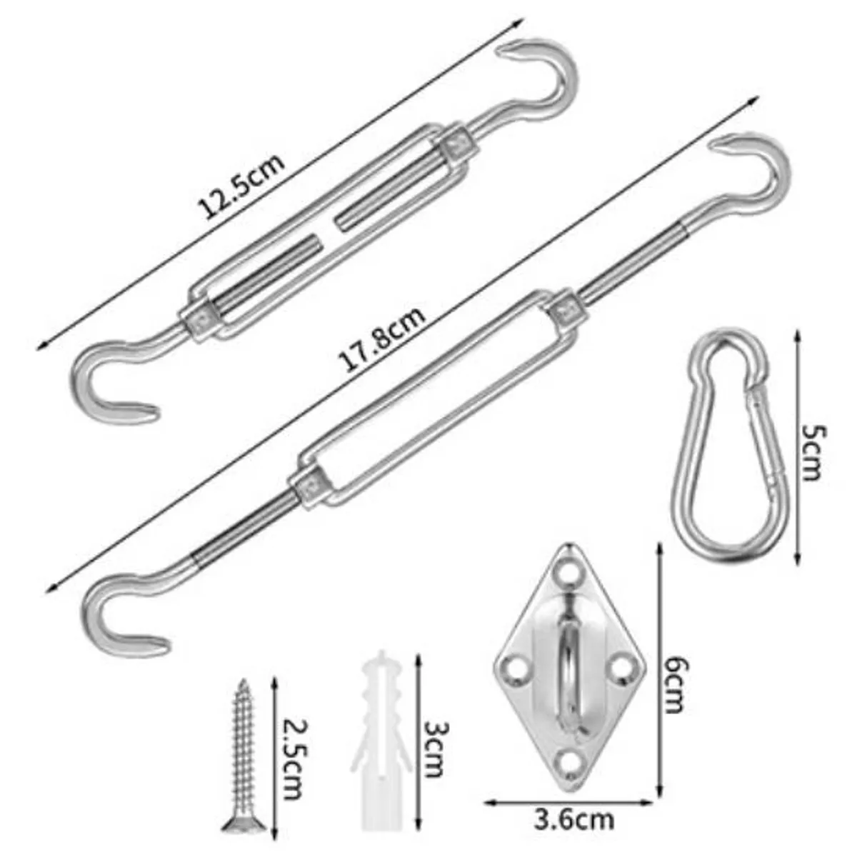 KUANGYE - Kit Anclaje Herraje Toldo Vela Acero Inoxidable M5