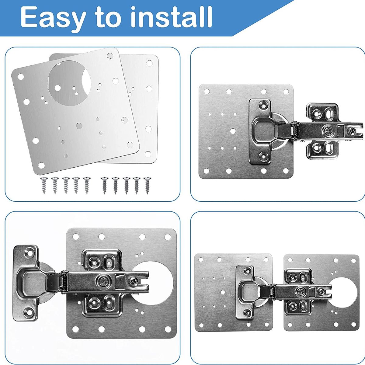 KUANGYE - 2 Pcs Placa De Reparacion Bisagra Mueble Tornillos Puerta