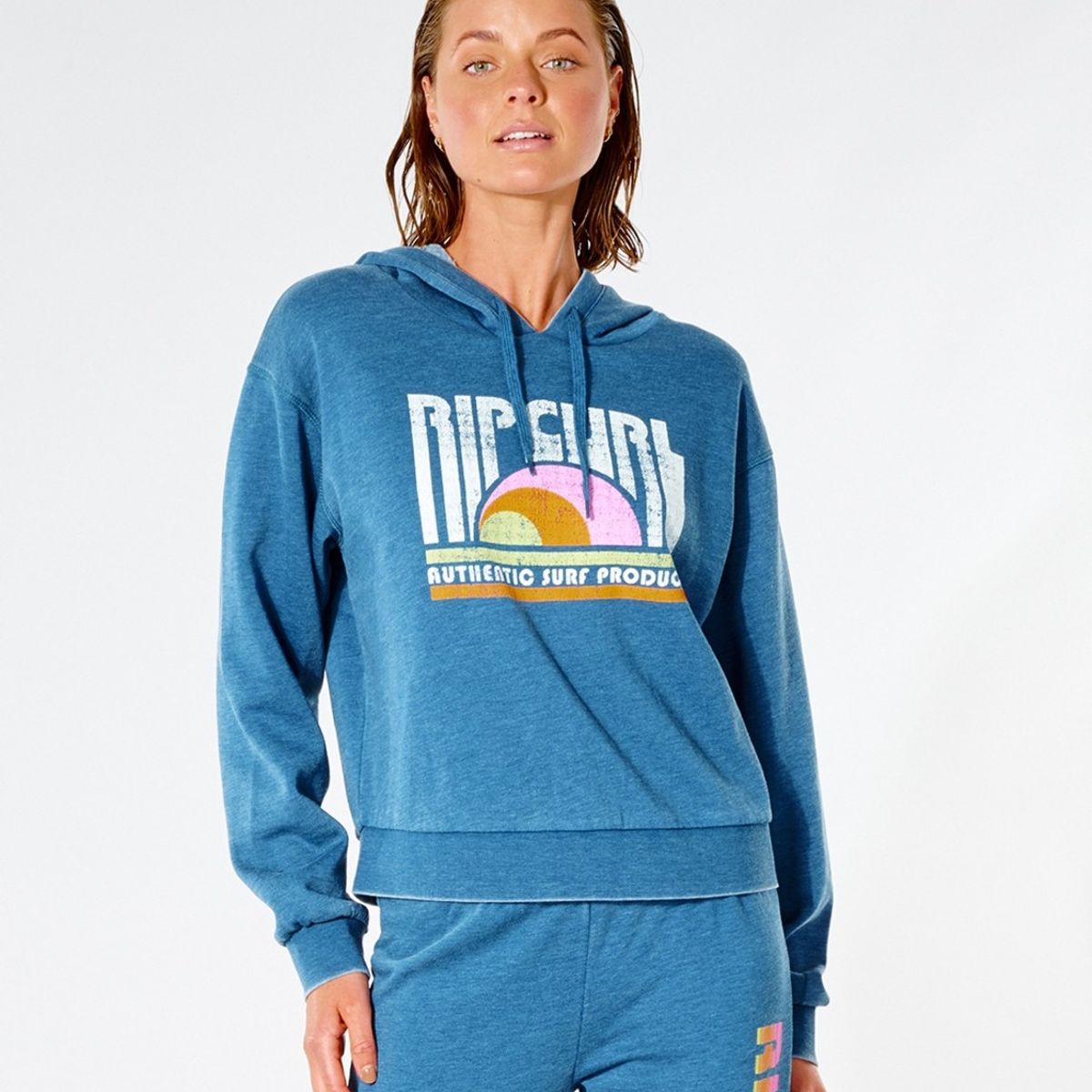 RIP CURL - Poleron Canguro WAVE SHAPERS HOOD Mujer Azul Rip Curl RIP CURL