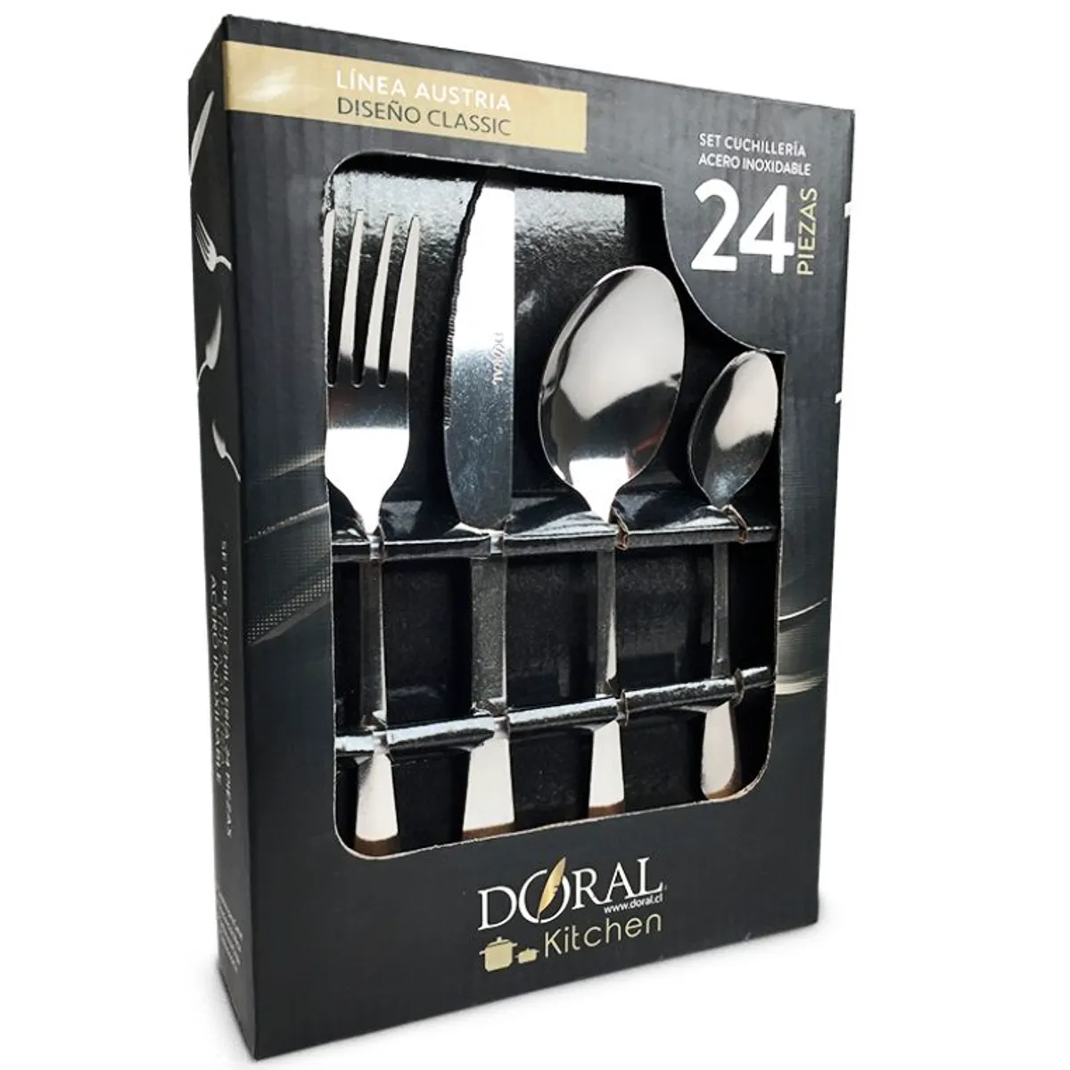 DORAL - Set de Cubiertos Doral 24 Piezas Acero Inoxidable Clasicc