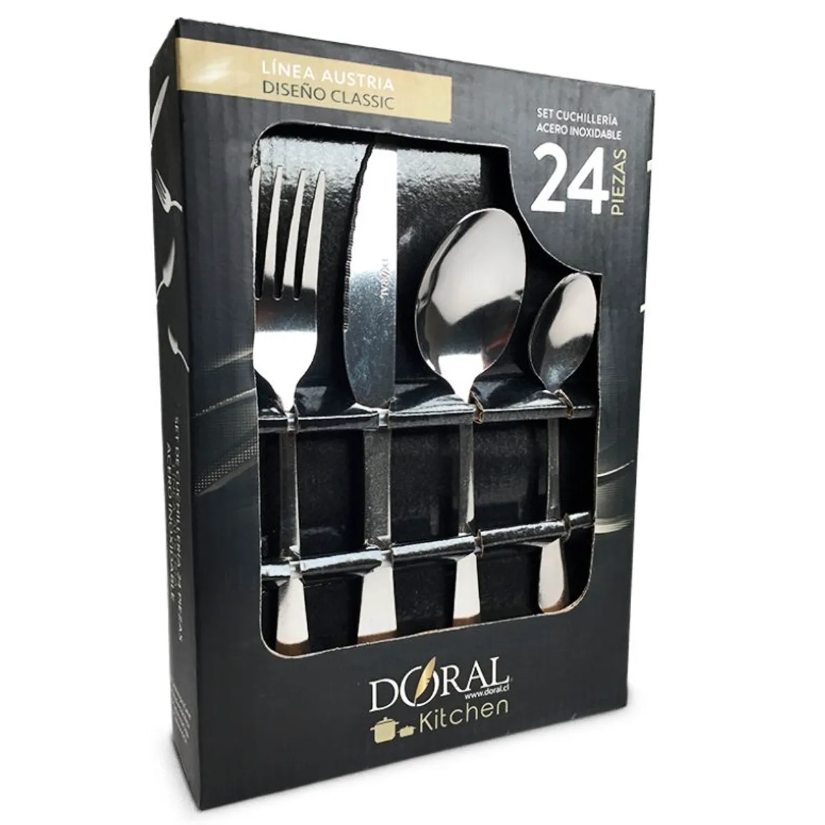 DORAL - Set de Cubiertos Doral 24 Piezas Acero Inoxidable Clasicc