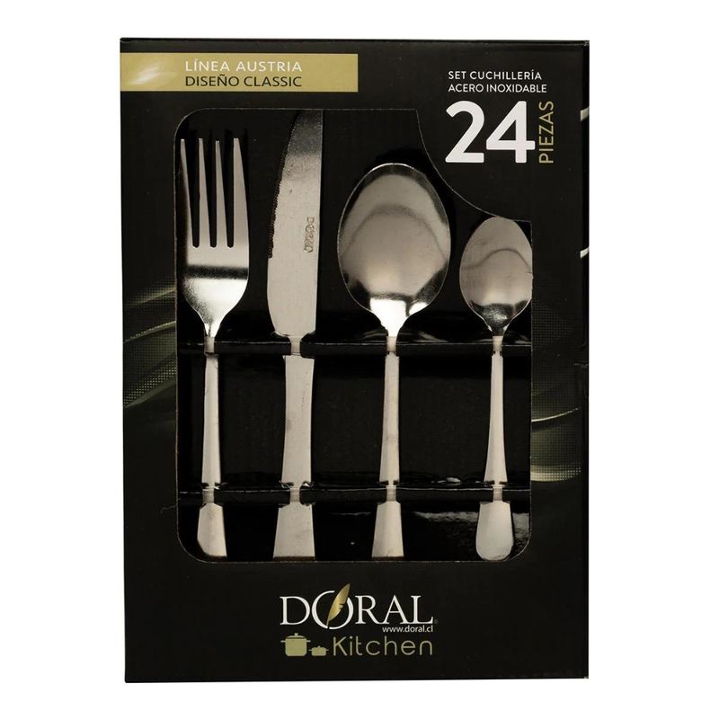DORAL - Set de Cubiertos Doral 24 Piezas Acero Inoxidable