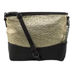 MAILEA - Bandolera ecocuero mediana metalizada para mujer oro