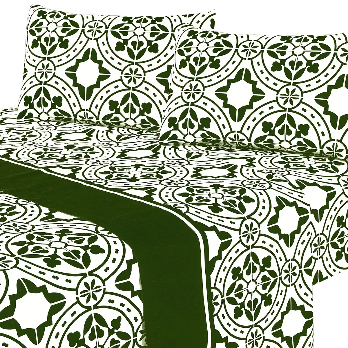 MALLORCA - Juego de Sábanas 144 Hilos 1 Plaza Boceto Green Mallorca