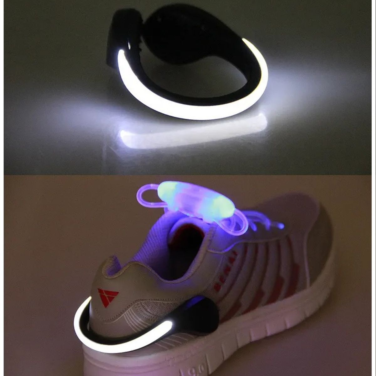 GENERICO - Luces Led Deportivas para Zapatillas Bicicleta Pulsera 2 Unidades Running.