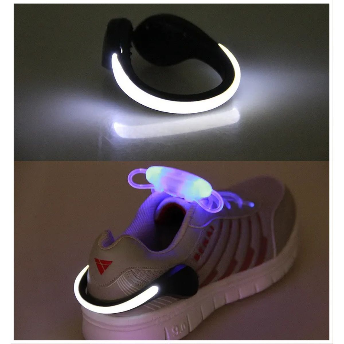 GENERICO - Luces Led Deportivas para Zapatillas Bicicleta Pulsera 2 Unidades Running.