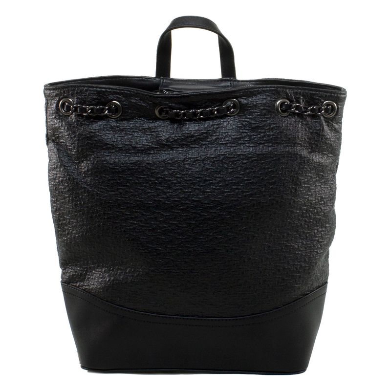 MAILEA - Mochila ecocuero grande metalizada para mujer negro