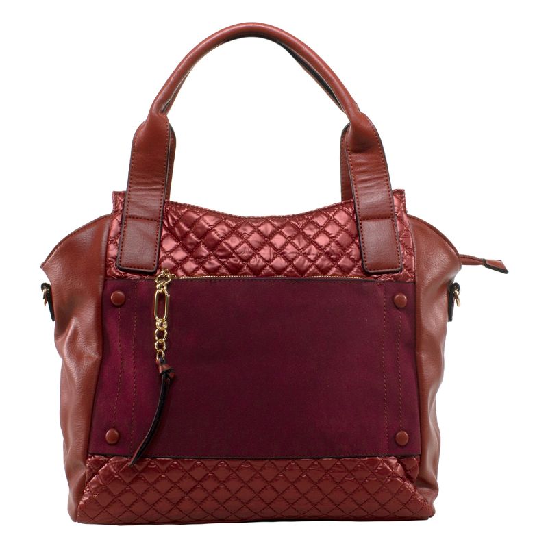 MAILEA - Cartera ecocuero franjas acolchadas para mujer rojo