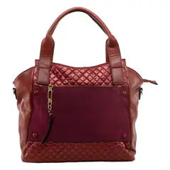 MAILEA - Cartera ecocuero franjas acolchadas para mujer rojo