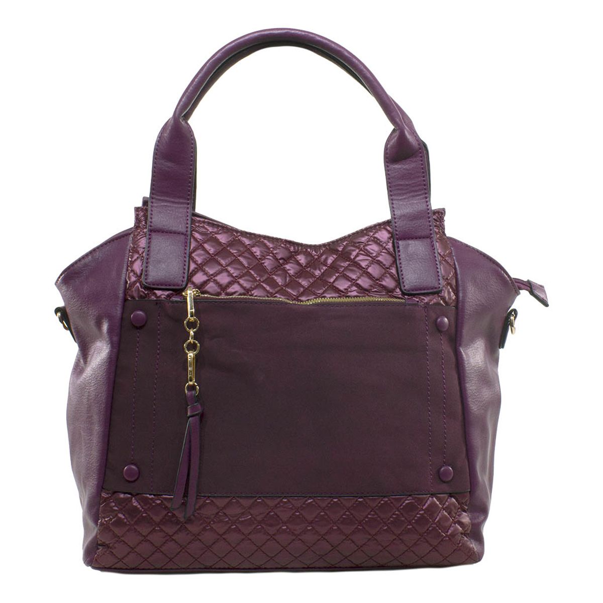 MAILEA - Cartera ecocuero franjas acolchadas para mujer morado