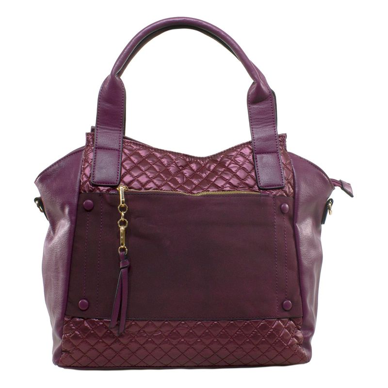 MAILEA - Cartera ecocuero franjas acolchadas para mujer morado