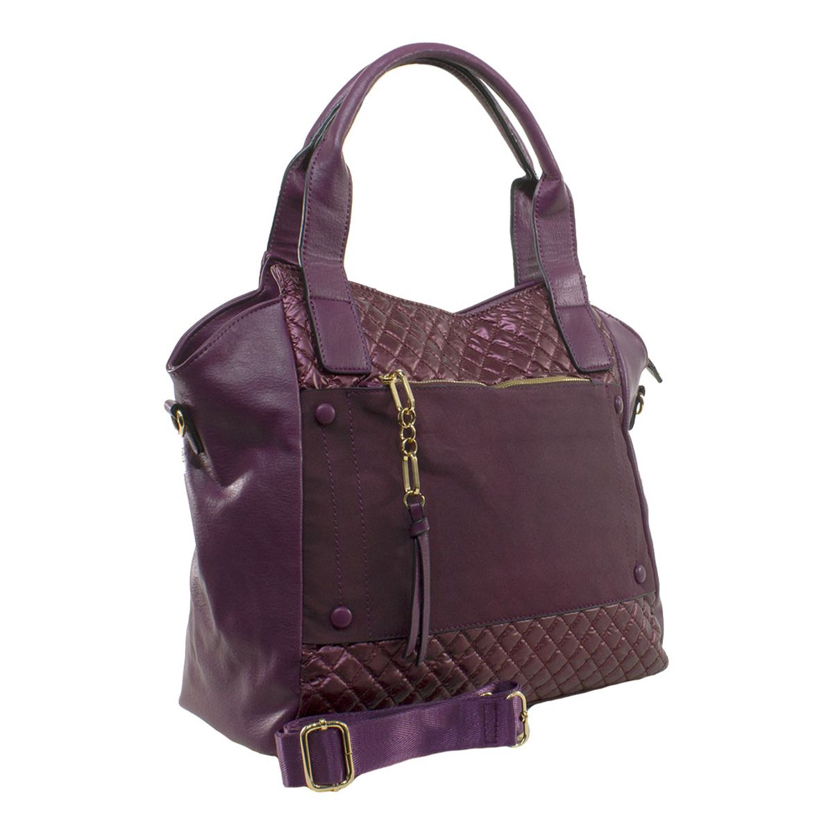 MAILEA - Cartera ecocuero franjas acolchadas para mujer morado