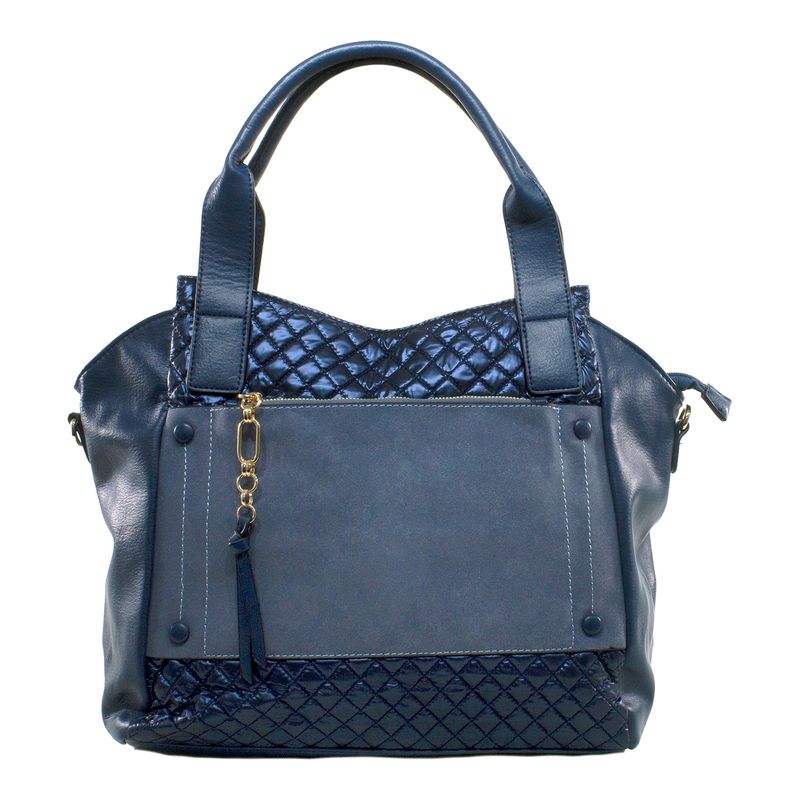 MAILEA - Cartera ecocuero franjas acolchadas para mujer azul
