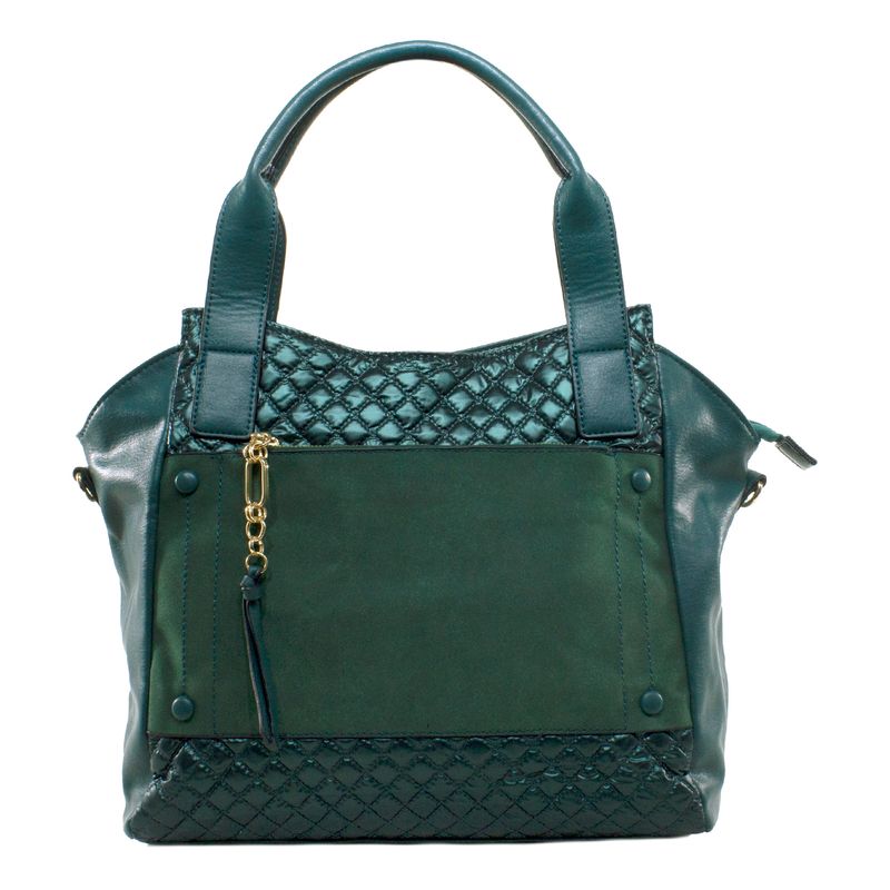 MAILEA - Cartera ecocuero franjas acolchadas para mujer verde