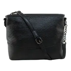 MAILEA - Bandolera ecocuero mediana metalizada para mujer negro