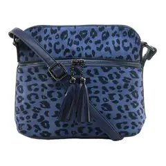 MAILEA - Bandolera ecocuero mediana leo para mujer azul