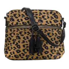 MAILEA - Bandolera ecocuero mediana leo para mujer beige