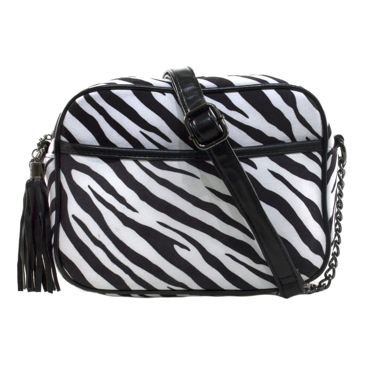 MAILEA - Bandolera ecocuero cebra para mujer blanco