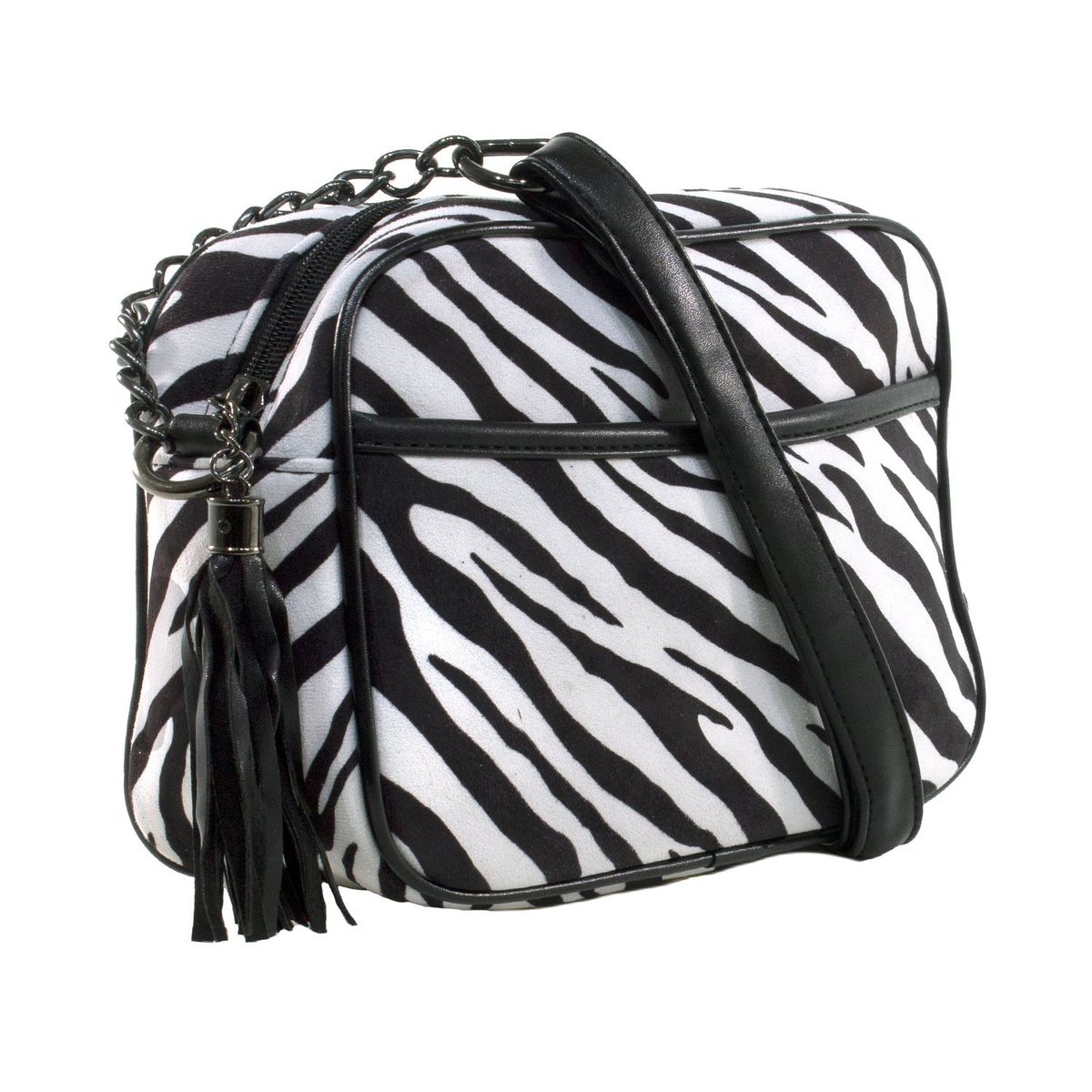 MAILEA - Bandolera ecocuero cebra para mujer blanco