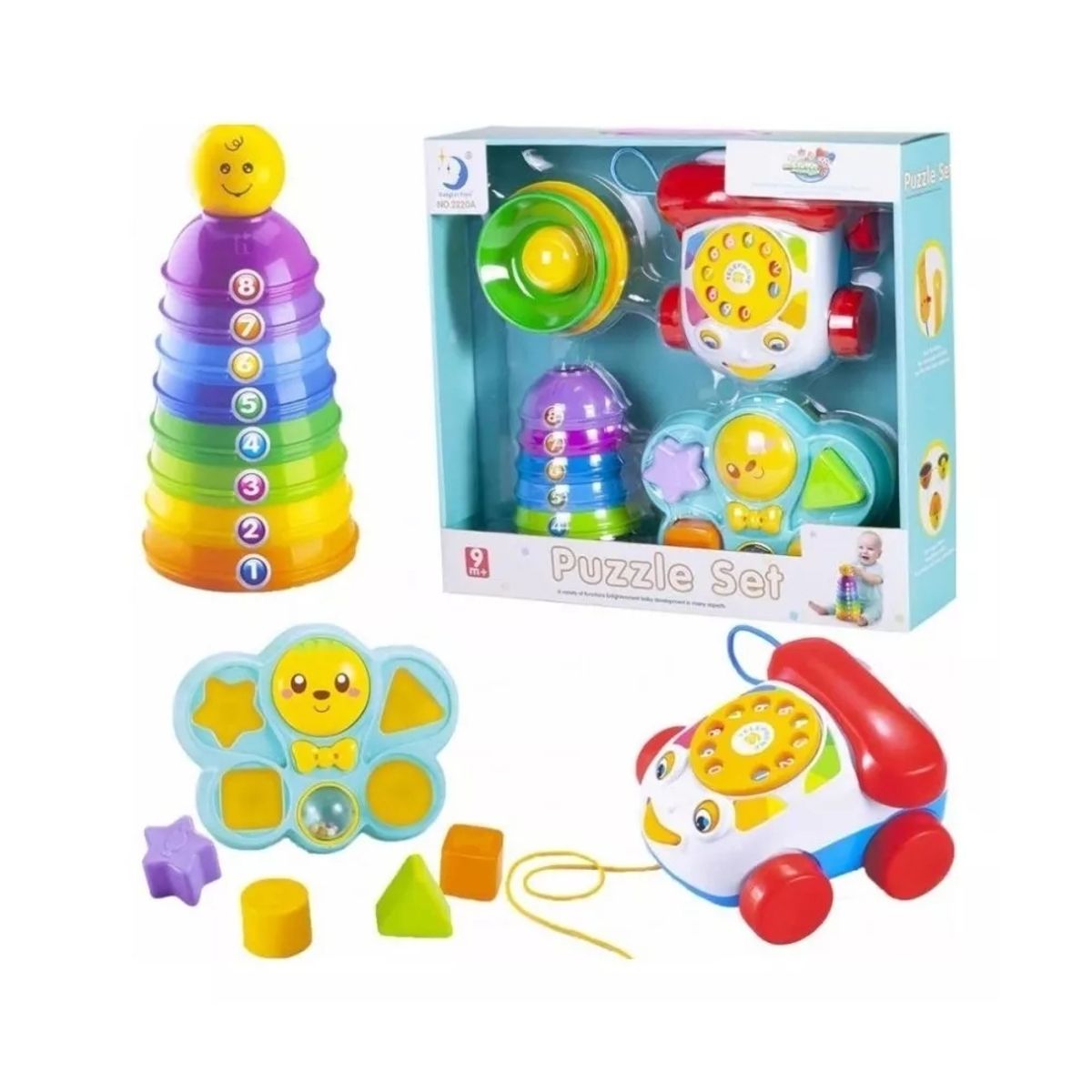 PLAY AND GO - Juguete Set Para Bebes Aros Apilables Mariposa Y Teléfono