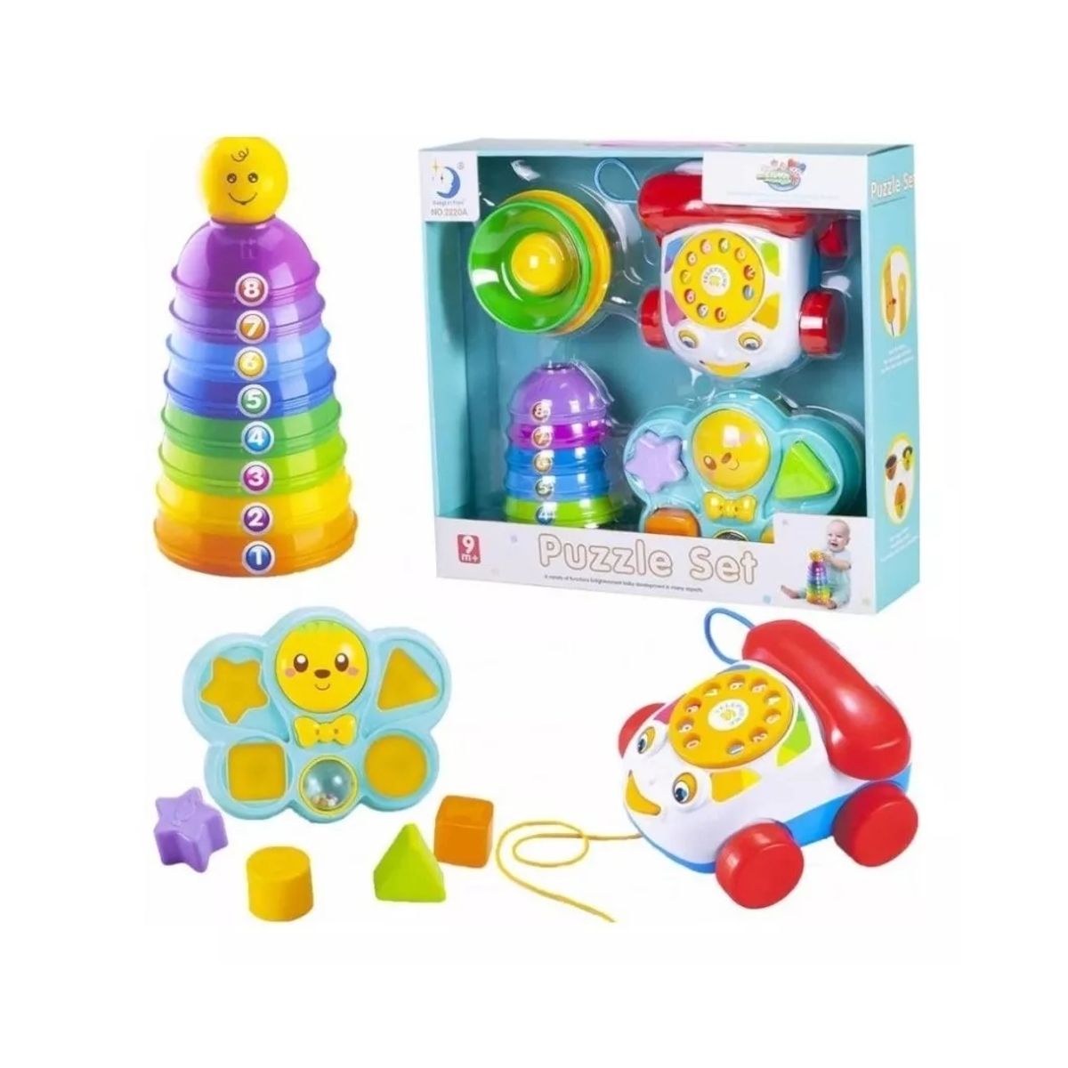PLAY AND GO - Juguete Set Para Bebes Aros Apilables Mariposa Y Teléfono